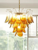 Axyaa Murano Glass Petal Chandeliers: Vintage Italian Pendant Lights for Living Room, Bedroom, Dining Table