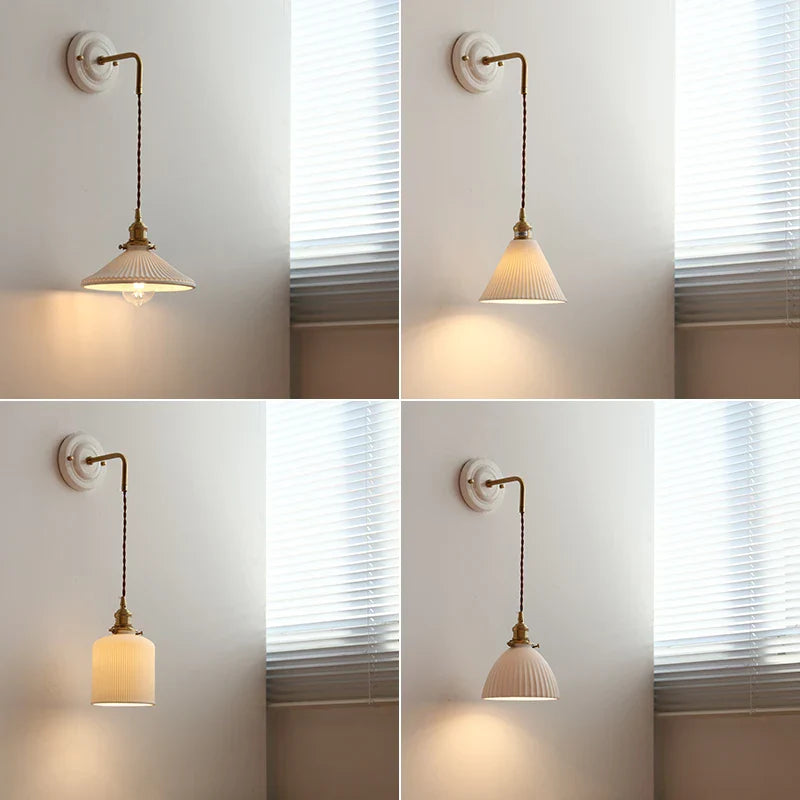 Axyaa Ceramic LED Wall Sconce with Adjustable Copper Arm