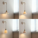 Axyaa Ceramic LED Wall Sconce, Adjustable Copper Arm, Nordic Modern Design