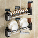 Axyaa Kitchen Organizer Shelf, Wall-Mounted Dish Rack for Bowl, Plate, Cutlery & Utensil Storage