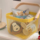 Axyaa Wooden Handled Storage Basket: Kitchen & Bathroom Organizer for Tools, Food, and Sundry Items