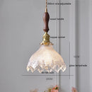 Axyaa Green Glass LED Pendant Lamp with Copper Wood Handle
