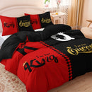 Axyaa Black Grey Crown Lettering Duvet Cover Set for Home Dorm Decor