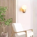 Axyaa Wabi Sabi LED Wall Light Yellow Travertine Stone White Glass Ball