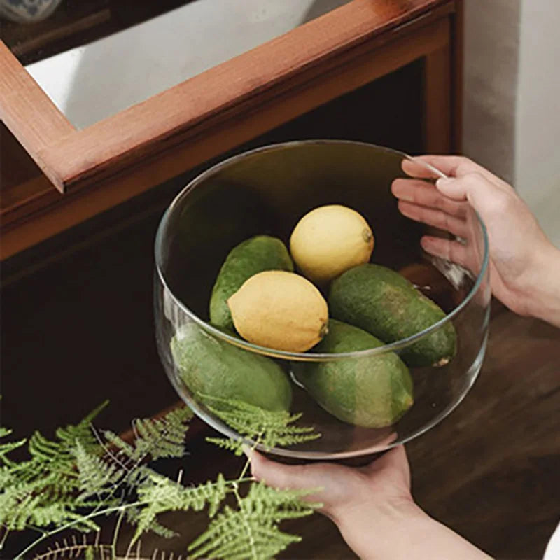 Axya Glass Wooden Fruit Tray - Elegant Home Decor & Table Centerpiece