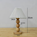 Axyaa Vintage Wooden Table Lamp with Pleated Shade and LED Bulb