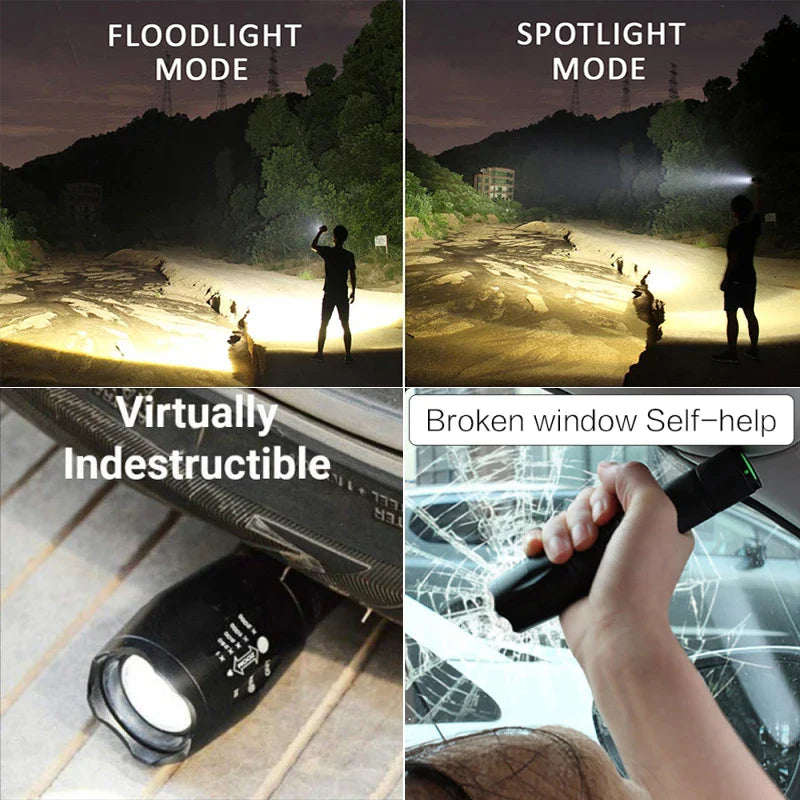 Axya T-6 LED Tactical Flashlight - Waterproof Aluminum Alloy Torch