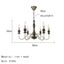 Axyaa Retro Style Chandelier: Black Gold Silver Metal Dark Wood Pendant Light