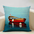 Axyaa Boat Pattern Linen Cushion Cover for Home Sofa Decor