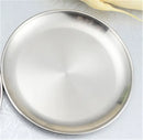 Axya Stainless Steel Round Steak Plate Tray with Hairline Finish Mirror Steak Tray BBQ Tableware