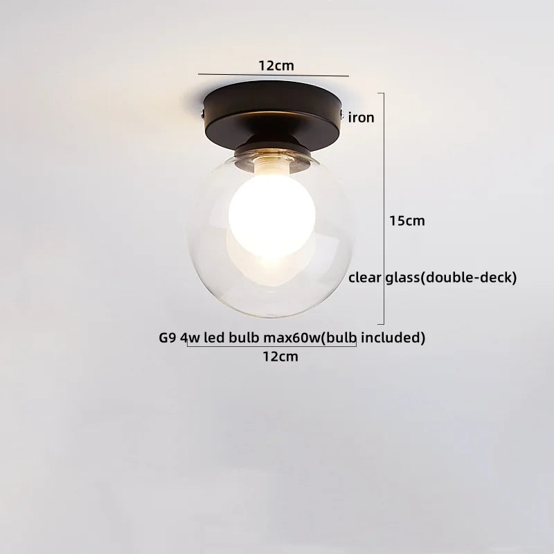 Axyaa Modern Wood Glass LED Ceiling Light for Kitchen Living Room Decor