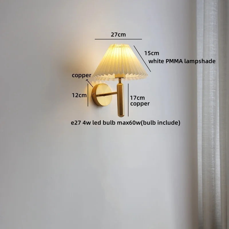 Axyaa White Umbrella Gold Copper LED Wall Lights - Luxury Bedroom Decor
