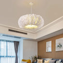 Axyaa Feather Chandelier for Living Room Bedroom Study - Modern LED Ceiling Lighting