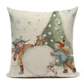 Axyaa Christmas Decor Pillow Covers 18x18 Linen for Sofa Living Room Home Decor