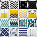 Axyaa Geometry Polyester Cushion Cover 45x45, Decorative Sofa Pillowcase Blue Yellow Black Home Décor