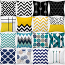 Axyaa Geo Cushion Cover 45x45 Polyester Pillowcase Decor Black Yellow Blue Pillow Cases