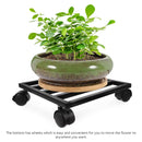 Axyaa Mobile Plant Stand Tray with Wheels - Rectangular Iron Base for Heavy Plants
