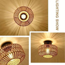 Axyaa Bamboo Lustre Chandelier: Handmade Rattan Pendant Light for Home Decor