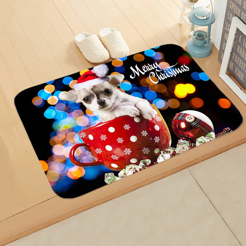 Axyaa Christmas Animal Print Door Mat - Non-Slip Home Decoration