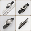 Axyaa 4-in-1 Stainless Steel Pocket Utensil Set for Outdoor Camping