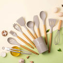 Axyaa 12-Piece Silicone Kitchen Utensil Set with PP Handle and Storage Bucket