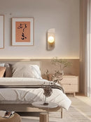 Axya Stone LED Wall Lamp, Bedroom Bedside Light, Round Bulb Fixture