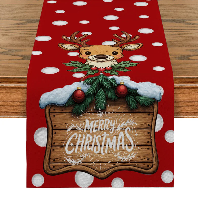 Axyaa Christmas Santa Table Runner for Dining Table Decoration