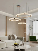 Axyaa Modern LED Ring Pendant Light - Gold Lustre Chandelier for Home Bedroom