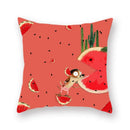 Axyaa Fruit Print Cushion Cover 45x45cm, Decorative Pillowcase with Apple Pineapple Watermelon Pattern