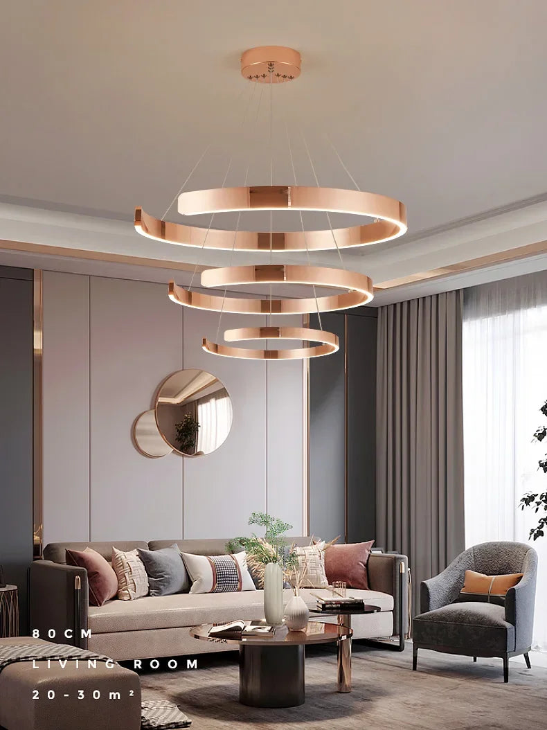 Axyaa Circular C-shaped Pendant Light for Modern Living Room & Dining Room