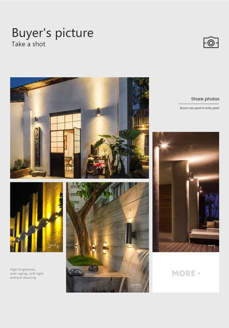 Axyaa Outdoor Wall Light - Black Gray, Waterproof, Aluminum, IP65