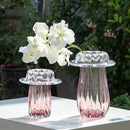 Axyaa Pink Glass Vase Wave Edge Storage Tray Terrarium Hydroponics Home Decor