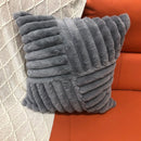 Axyaa Winter Rabbit Fleece Striped Throw Pillowcase in Solid Color