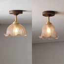 Axyaa Modern Wood Glass LED Ceiling Lights for Living Room Balcony Lighting