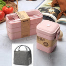 Axyaa 3-Layer Wheat Straw Bento Box | Healthy Material Lunch Container