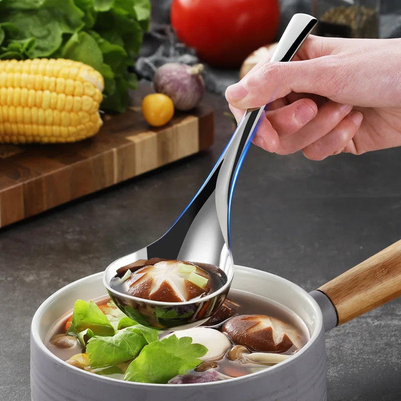 Axyaa Stainless Steel Long Handle Skimmer Spoon for Kitchen Colander and Sifter