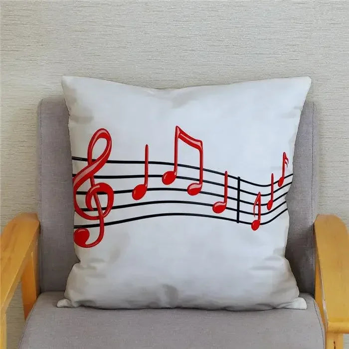 Axyaa Cartoon Sheet Music Printed Cushion Cover for Bedroom and Living Room