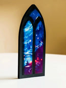 Axyaa Gothic Arch Bookend Night Sky & Castle Design for Home Library Decor
