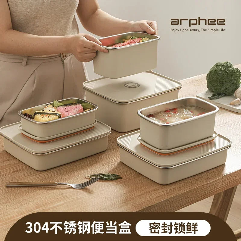 Axya Stainless Steel Bento Lunch Box with Cover - Sealed Fresh-keeping Storage