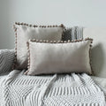 Axyaa Velvet Cushion Cover with Tassels Fringe - Soft Decorative Boho Pillows