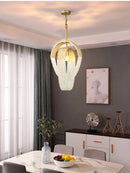 Axyaa Tassel Crystal LED Chandelier: Modern Nordic Round Pendant Lamp