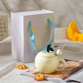 Axyaa Apple Ceramic Coffee Cup Set for Couples - Creative Christmas Gift