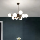 Axya Black Glass Ball Chandelier for Home Dining Room, Bedroom, Restaurant, and Bar