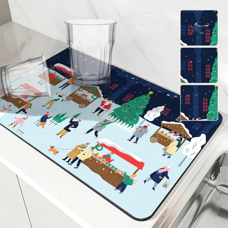 Axyaa Coffee Mat: Absorbent Rubber Backed Dish Drying & Bathroom Tableware Mat