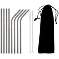 Axyaa Stainless Steel Straws Set with Cleaning Brush - Colorful, Reusable Metal Straws