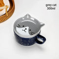 Axyaa Cartoon Cat Coffee Mug with Lid and Small Dish