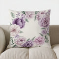 Axyaa Floral Peony Pillow Cover - Purple Blooms Pattern - Sofa Bedroom Car - Cushion Cover