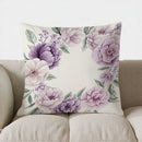 Axyaa Floral Peony Pillow Cover - Purple Blooms Pattern - Sofa Bedroom Car - Cushion Cover