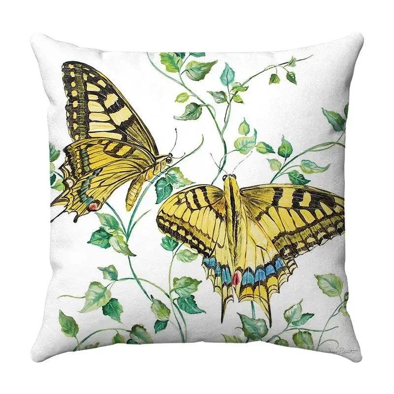 Axyaa Butterfly Print Cushion Cover 45x45cm - Farmhouse Stylish Home Decor Pillow Cover