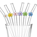 Axyaa Glass Straw Set: 6 Reusable Smoothie Cocktails Straws with Cleaning Brush